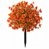 Fall Artificial Flower Stake Outdoor Mum Decor #color_orange