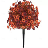 Fall Artificial Flower Stake Outdoor Mum Decor #color_Dark red-orange
