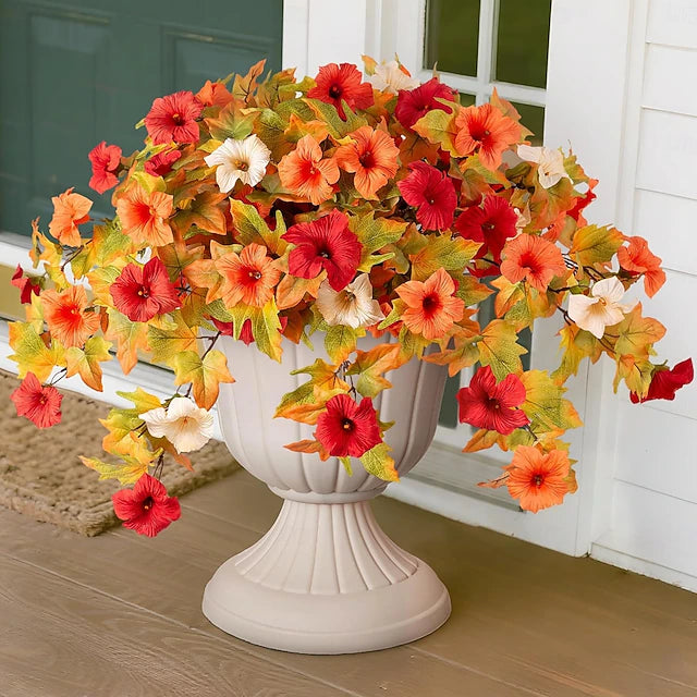 Fall Faux Petunia Flowers in Orange - 2 Pcs #color_3-Color Mix