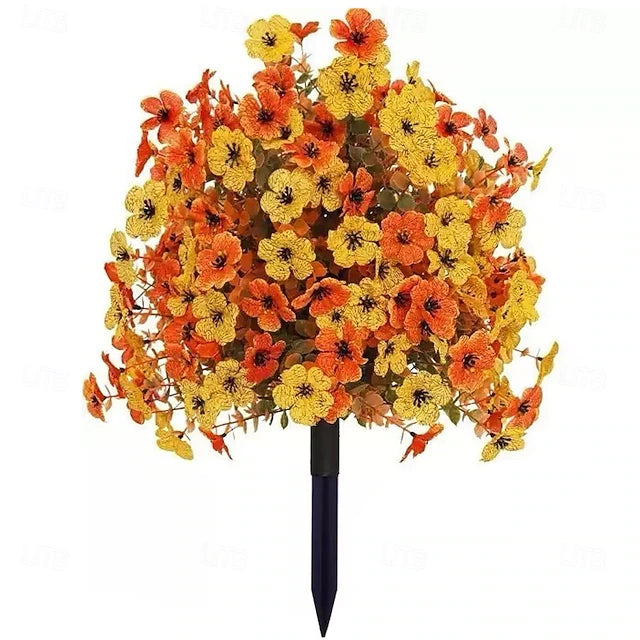 Fall Artificial Flower Stake Outdoor Mum Decor #color_orange-yellow