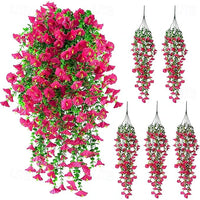 Artificial UV Resistant Hanging Morning Glory Flowers - Set of 5