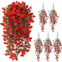 Artificial UV Resistant Hanging Morning Glory Flowers - Set of 5