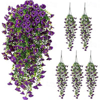 Artificial UV Resistant Hanging Morning Glory Flowers - Set of 5