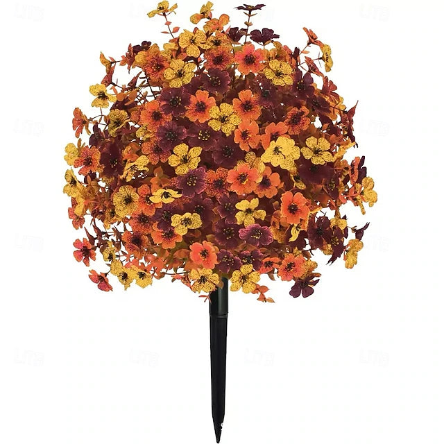 Fall Artificial Flower Stake Outdoor Mum Decor #color_Mixed colors