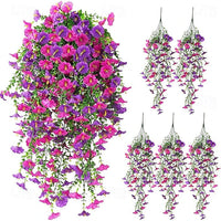 Artificial UV Resistant Hanging Morning Glory Flowers - Set of 5