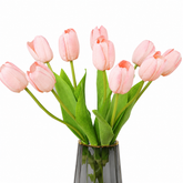 Realastic Touch Artificial Tulip Bouquet with Long Stems-Set of 10