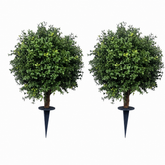 2‘ Artificial Boxwood Topiary Tree with Ground Stake-Set of 2