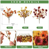 Autumn Faux Silk Daisy Flowers Halloween - Set of 12 #color_3-Color Mix