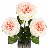 19" Real Texture Artificial Austin Roses Flowers - Set of 3