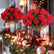 13" Red Artificial Geranium Silk Flowers - Set of 6