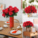 13" Red Artificial Geranium Silk Flowers - Set of 6