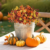 Autumn Faux Silk Daisy Flowers Halloween - Set of 12 #color_3-Color Mix