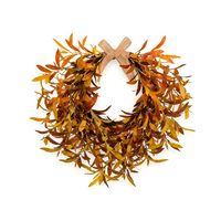 23.62" Harvest Festival Artificial Olive Leaf Wreath with Fruit and Bow