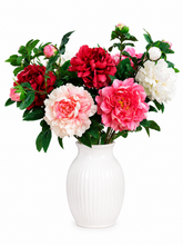 27“ Realistic Faux Peony Silk Flowers with Lush Green Leaves - Set of 3 #color_dark pink