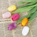 Realastic Touch Artificial Tulip Bouquet with Long Stems-Set of 10