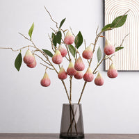 30" Artificial 5-Head Fig Stems with Leaves and Fruits - Set of 3