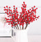 Faux Red Holly Berry Stems for Christmas New Year - Set of 10