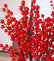 Faux Red Holly Berry Stems for Christmas New Year - Set of 10