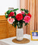 27“ Realistic Faux Peony Silk Flowers with Lush Green Leaves - Set of 3 #color_dark pink