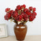 20" Realistic 4-Head Faux Rose Flowers with Vintage Burnt Edge - Set of 3