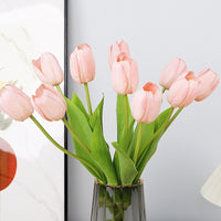 Realastic Touch Artificial Tulip Bouquet with Long Stems-Set of 10