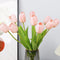 Realastic Touch Artificial Tulip Bouquet with Long Stems-Set of 10