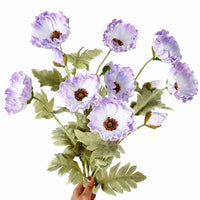 26In Realastic Touch Poppy Flowers Long Stem Faux Poppies with Soft EVA Petals- Set of 4