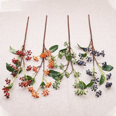 32” Faux Christmas Red Berry Branches with Green Leaves - Set of 3