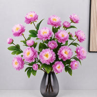 30" Realistic Touch 3-Head Artificial Peony Bouquets - Set of 6