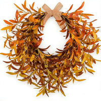 23.62" Harvest Festival Artificial Olive Leaf Wreath with Fruit and Bow