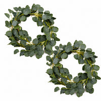 6.6FT Artificial Eucalyptus Garland with Dense Willow Leaves for DIY Decorations-Set of 2
