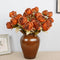 20" Realistic 4-Head Faux Rose Flowers with Vintage Burnt Edge - Set of 3